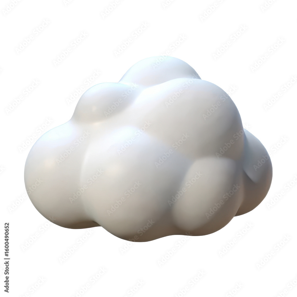 Poster a fluffy white cloud shaped object casting a soft shadow isolated on white background