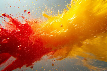 Vibrant Red and Yellow Liquid Splash Explosion 2.
