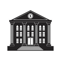 vector illustration of a greek column of a new classical bank building silhouette vector icon illustration on white background minimalist flat black and white