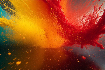 Vibrant Red and Yellow Paint Splatter Explosion.