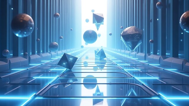 Futuristic Geometry with Floating Forms