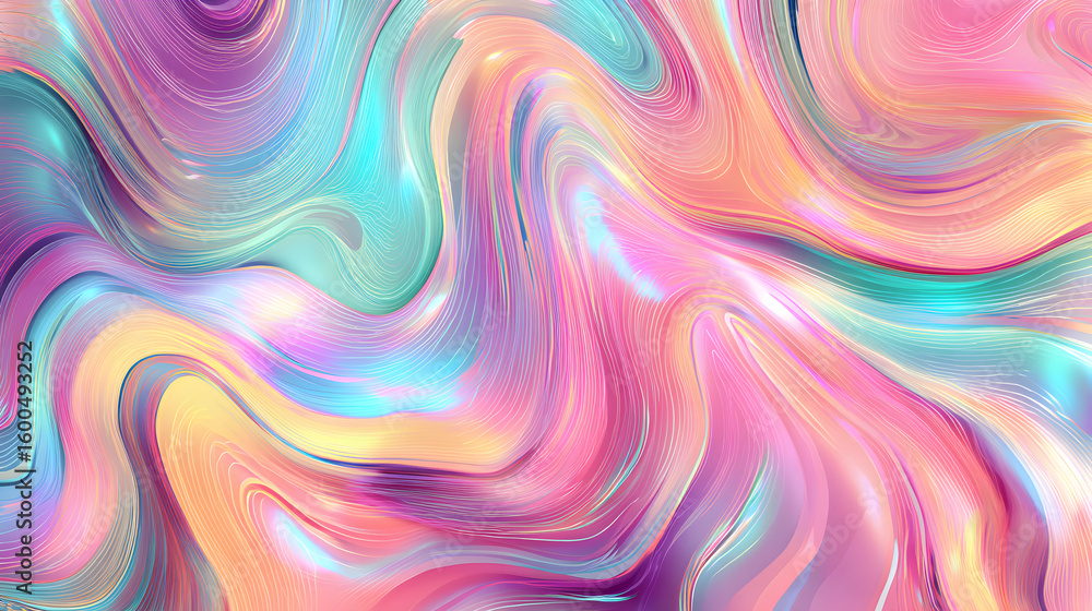 Poster vibrant pastel waves of flowing color create a dynamic and elegant abstract background design