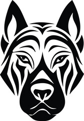 dog head profile,black and white line art,simplified,minimalist,digital illustration
