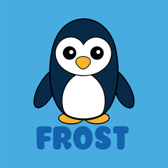 Naklejka premium Frosty penguin in chilly winter atmosphere artwork style colour Art Vector illustration