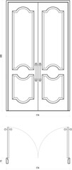 Element of Classic Double Door Architectural Drawing. Set 34