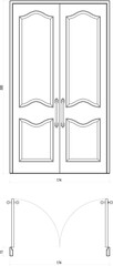 Element of Classic Double Door Architectural Drawing. Set 36