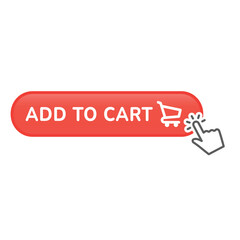 Add to cart vector 3d button. Buy icon with shopping cart and cursor hand.
