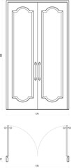 Element of Classic Double Door Architectural Drawing. Set 35
