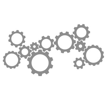 Gears and cogs puzzle vector template. Cogwheel or gear and cog blank web design vector icon.