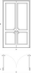 Element of Classic Double Door Architectural Drawing. Set 40