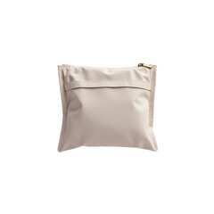 A light beige pouch bag with a zipper closure.