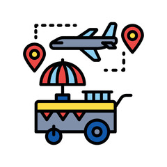 street food stop color line icon.
