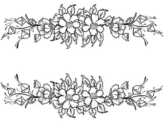 Fototapeta premium Peony line art featuring black and white floral bouquets flower coloring designs and hand drawn botanical illustrations suitable for coloring pages | Handmade Floral Line Art Design 