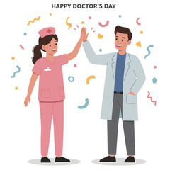 Happy Doctor's Day: Doctor and Nurse High Five Celebration