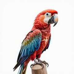 Obraz premium Crimson-Winged Beauty: A resplendent macaw perches regally against a vibrant backdrop, its crimson plumage and vibrant colors a testament to nature's artistry. 