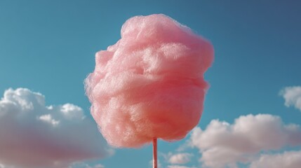 Pink cotton candy against a bright sky