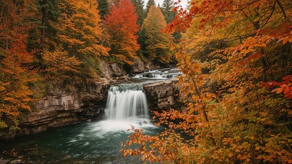 Scenic cascade at Moss Glen near a small community