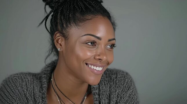 4K video of a black female call center agent on a head set talking to a cilent in a modern call center
