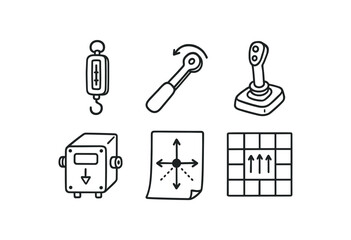 hand drawn cute out doodle style isolated force spring balance force torque wrench force feedback joystick force amplifier module force convergence point map force distribution