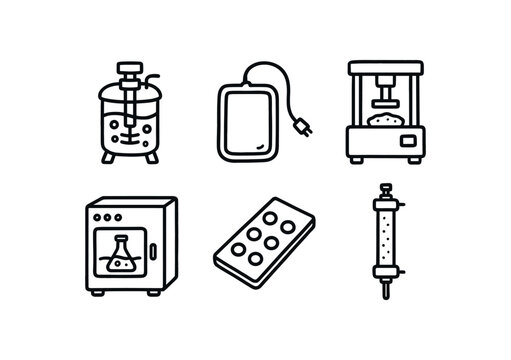 hand drawn cute out doodle style isolated gel bead reactor gel pad sensor gel teture analyzer gel thermal chamber gel microarray slide gel chromatography column