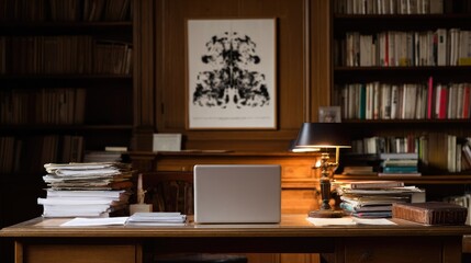 Library study with laptop