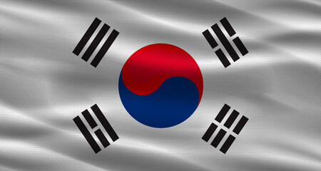 South Korea Flag With Fabric