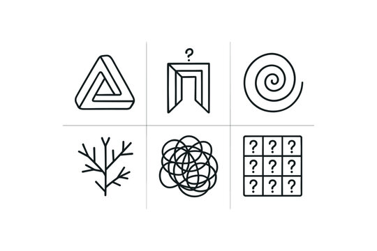 hand drawn cute out doodle style isolated confusion parado loop confusion mirror maze confusion spiral heli confusion fractal branch confusion disarray cluster confusion riddle matri