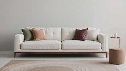 Contemporary cozy couch with cushions inside a chic living space