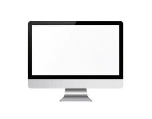 Fototapeta premium A sleek, modern desktop computer monitor with a wide, blank white screen and a silver stand.