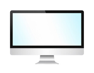 Fototapeta premium A sleek modern desktop computer monitor with a wide screen and silver stand.