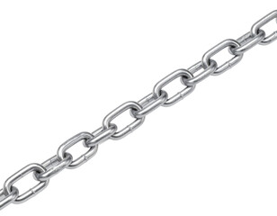 Obraz premium A shiny, silver metal chain with elongated oval links connected in a diagonal line.