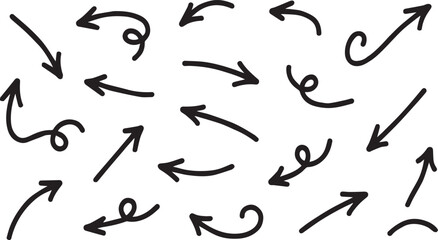 A set of handdrawn arrow illustrations shows various directions and styles on a white background