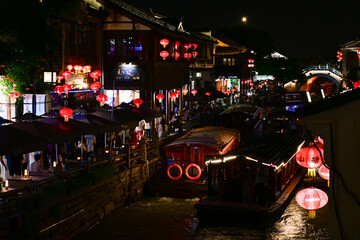 蘇州・七里山塘（山塘街）の夜景