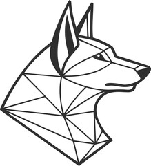 dog head, realistic, black and white illustration, digital art, high detail, precise lines, sharp contrast
