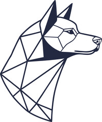 dog head, realistic, black and white illustration, digital art, high detail, precise lines, sharp contrast
