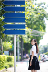 A college student with a cute and charming Asian look was seen posing for photos near the...