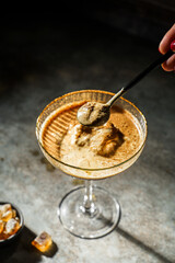 affogato making coffee with ice cream