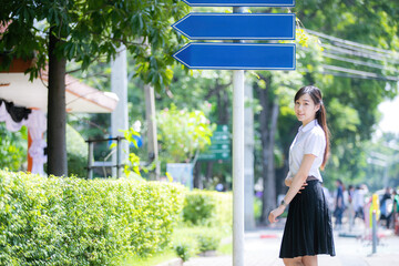 Wearing casual clothes, the cute college student with an Asian look was seen posing for photos...