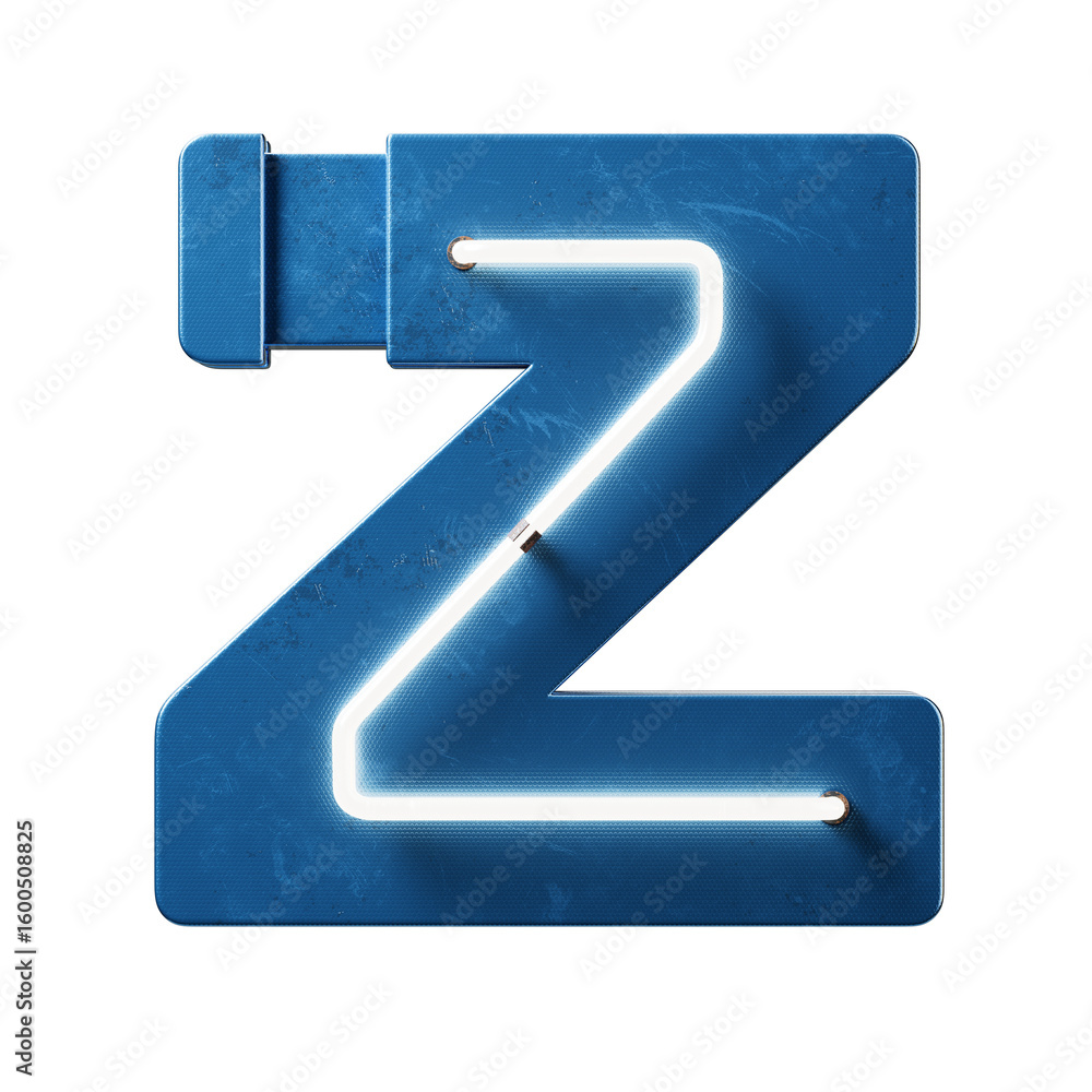 Aufkleber bright neon font with fluorescent tubes.metallic futuristic cyberpunk alphabet. 3d rendering isolate