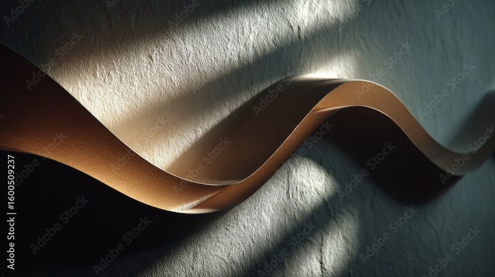 Fototapete sunlight illuminates a wall design with wave-like structure creating an abstract modern interior des