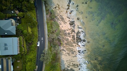 Coastal Road and Beach Aerial View