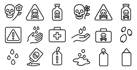 Danger and safety flat icons set – warning, alert, hazard symbols for protection