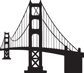 Obraz premium Golden gate bridge black silhouette vector, bridge isolated By Vintage Design