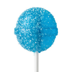 Blue Candy Lollipop with Sugar Crystals Sweet Dessert Treat Illustration Isolated Transparent PNG Image