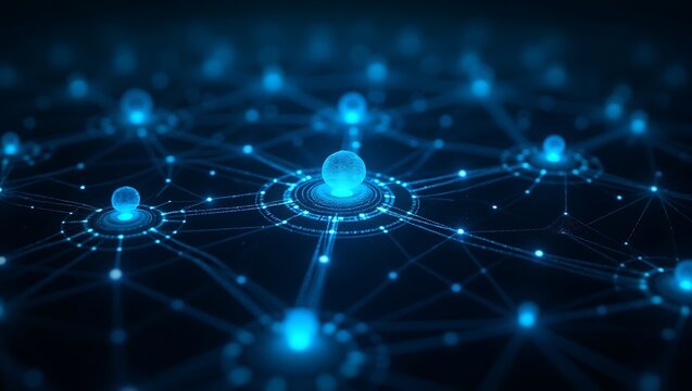 Explore the future of connectivity abstract network technology background with glowing nodes and lines 