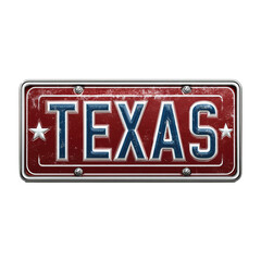 Vintage Texas license plate, featuring a classic design with "TEXAS" and a star, symbolizing state identity, travel, and the unique cultural heritage of the Lone Star State for retro themes.
