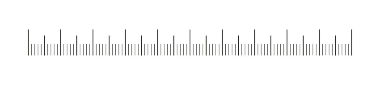 Ruler scale 10 centimeters without numbers. Measuring chart with 100 mm. Ruler scale, sewing tool template. Length measurement height, distance, math.