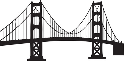 Fototapeta premium Golden gate bridge black silhouette vector, bridge isolated By Vintage Design