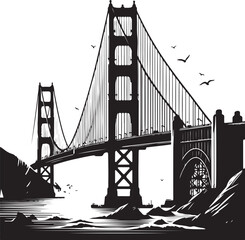 Golden gate bridge black silhouette vector, bridge isolated
By Vintage Design