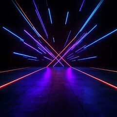 Abstract black and white image featuring radiating light lines creating a sense of movement and speed
